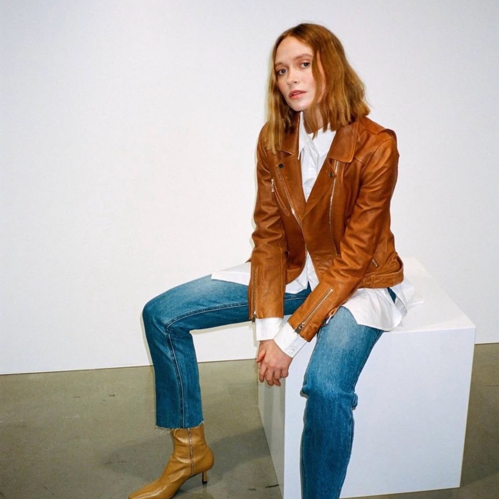WITHBLACK Mayfair Leather Biker Jacket in Camel